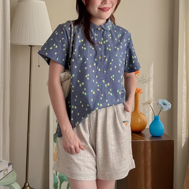 Lemon Farm Lulu 款棉質圓領襯衫