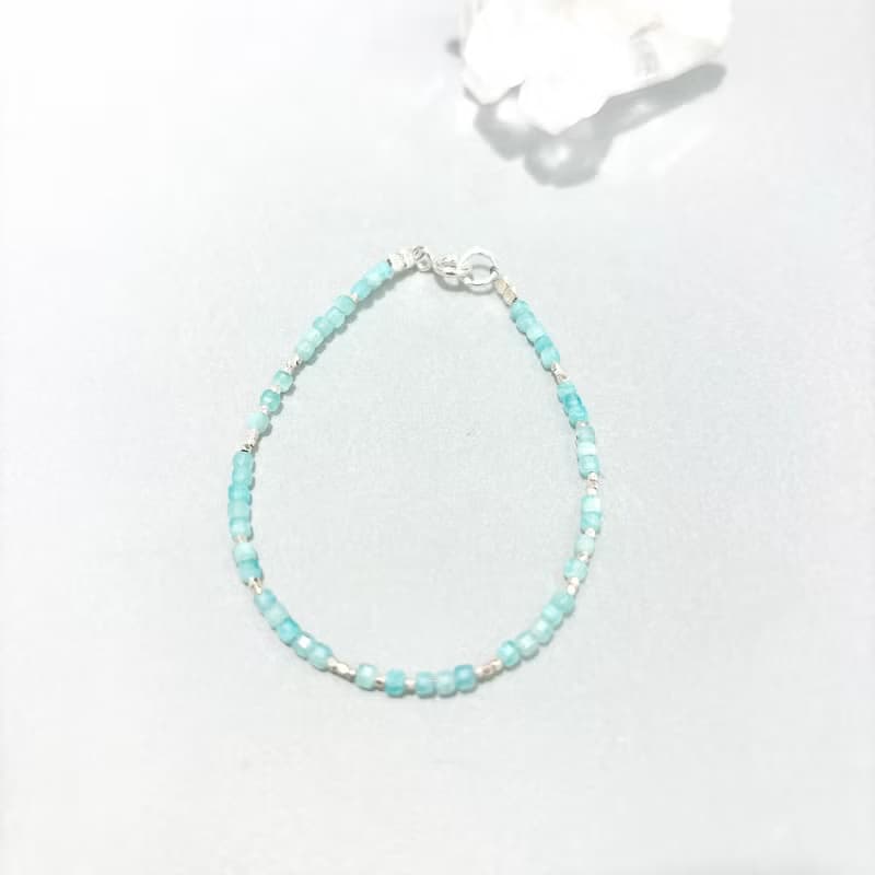 Ops Amazonite Silver Bracelet- 天河石/湖水藍/純銀/方糖/手鍊