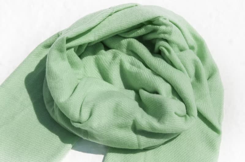 喀什米爾Cashmere/羊絨圍巾/純羊毛圍巾披巾/戒指絨披肩-薄荷綠茶