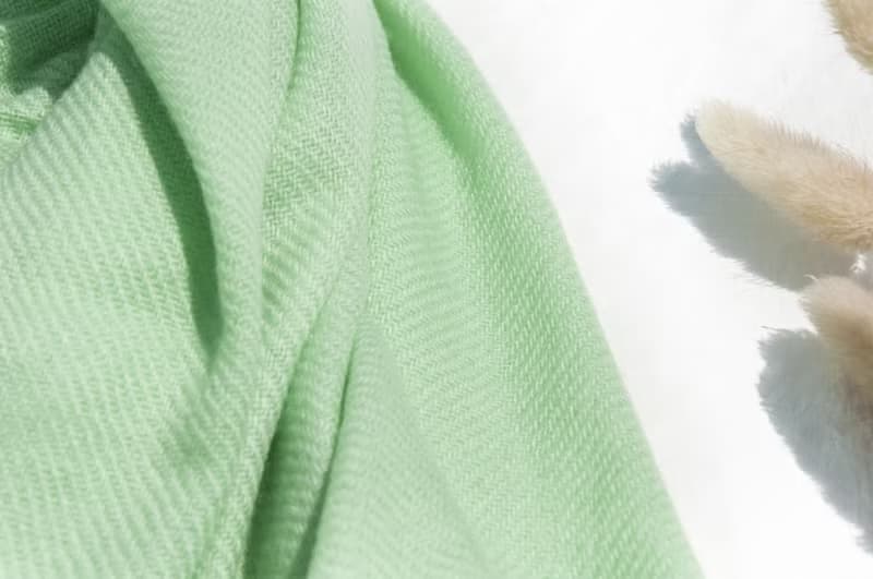 喀什米爾Cashmere/羊絨圍巾/純羊毛圍巾披巾/戒指絨披肩-薄荷綠茶