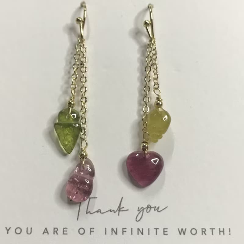 招財旺夫水晶I碧璽電氣石Tourmaline14K耳環I糖果海洋I情人節禮物