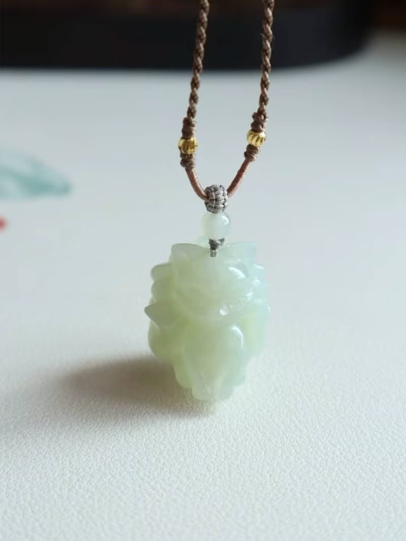 天然冰底晴水和田玉小萌狐吊墜項鏈 萌萌噠九尾狐 招財開運保平安