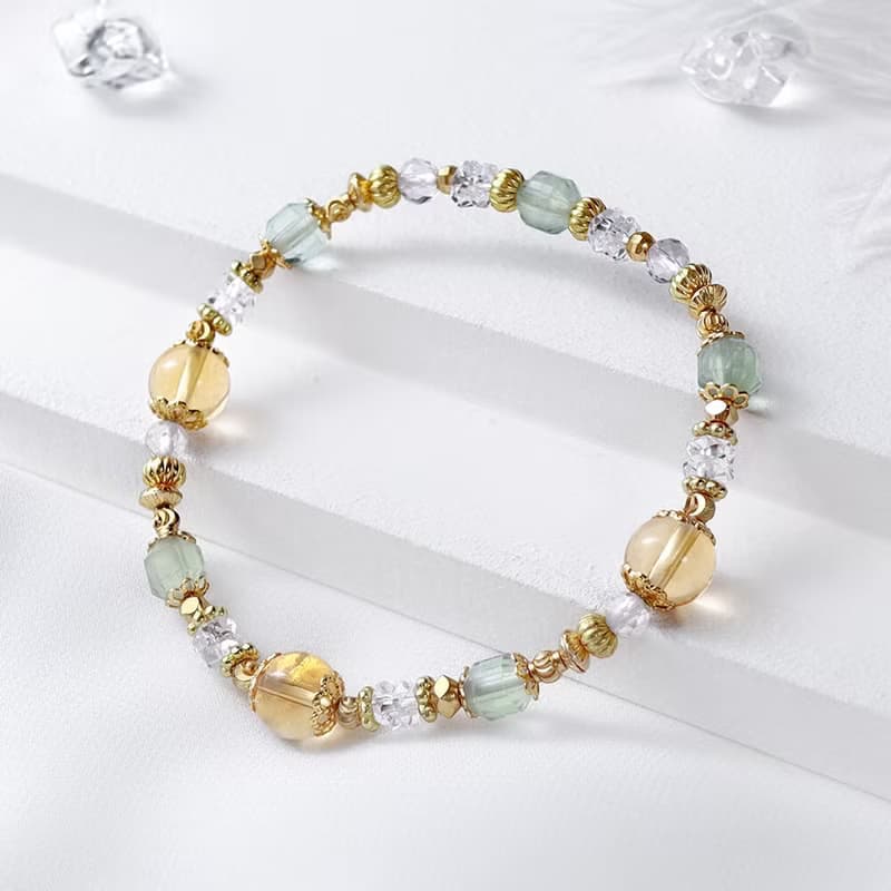 光之森林 | A116黃水晶綠螢石白水晶手鍊