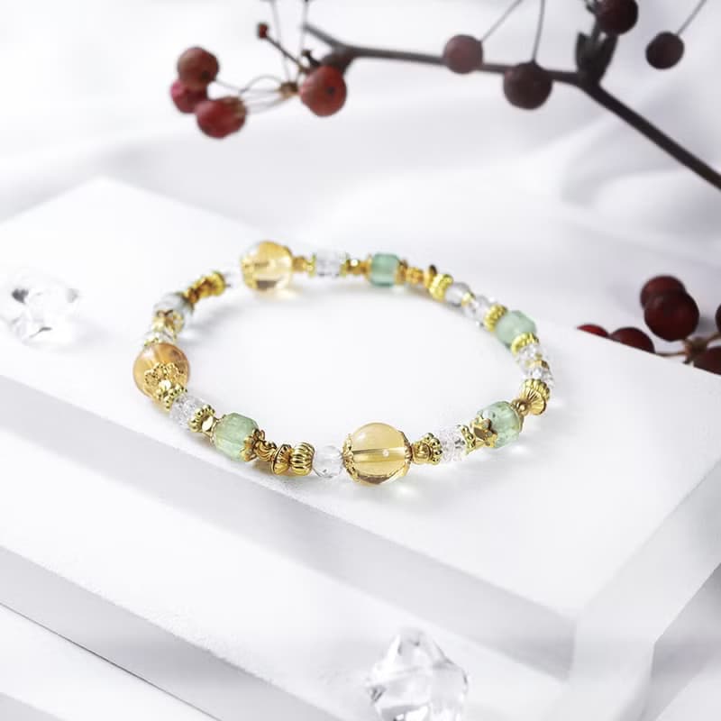 光之森林 | A116黃水晶綠螢石白水晶手鍊