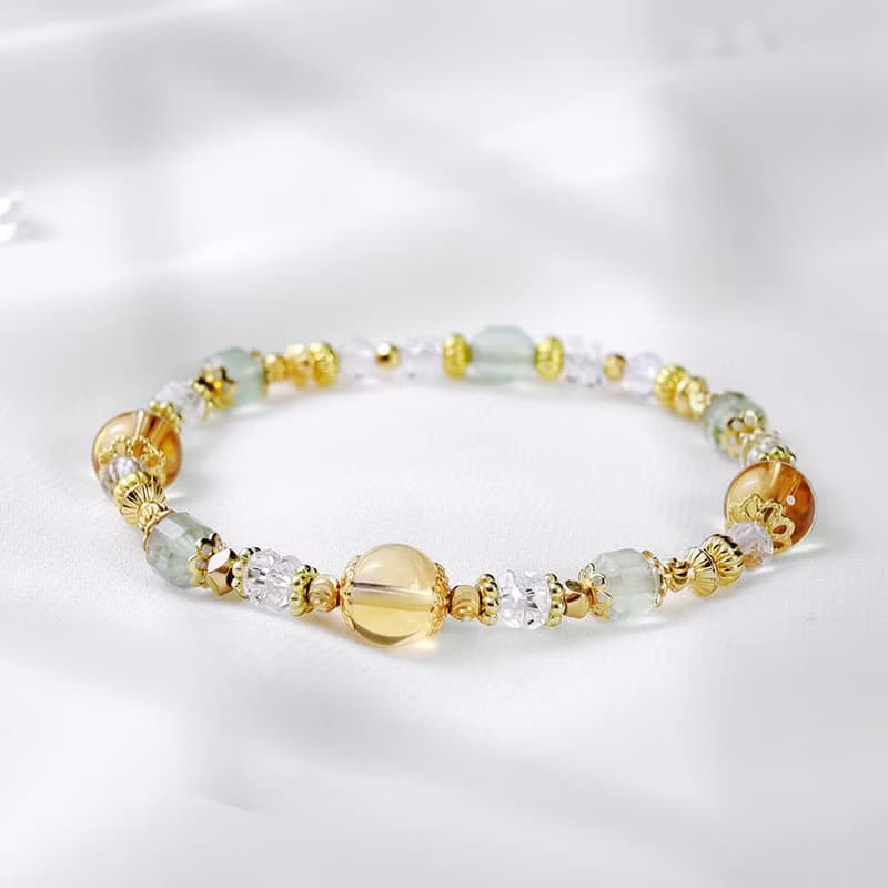 光之森林 | A116黃水晶綠螢石白水晶手鍊