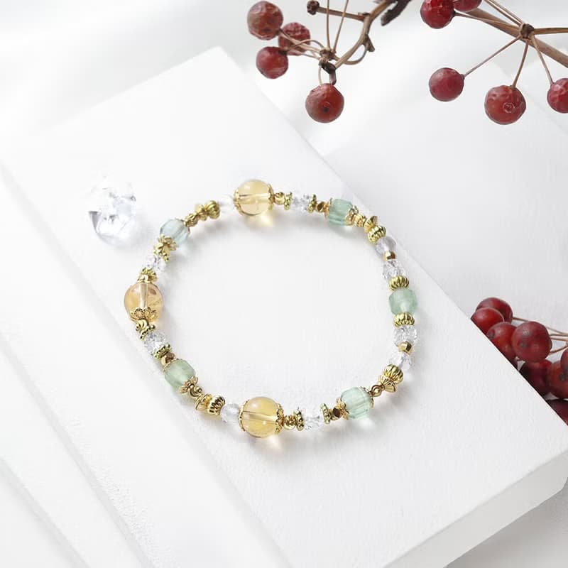 光之森林 | A116黃水晶綠螢石白水晶手鍊