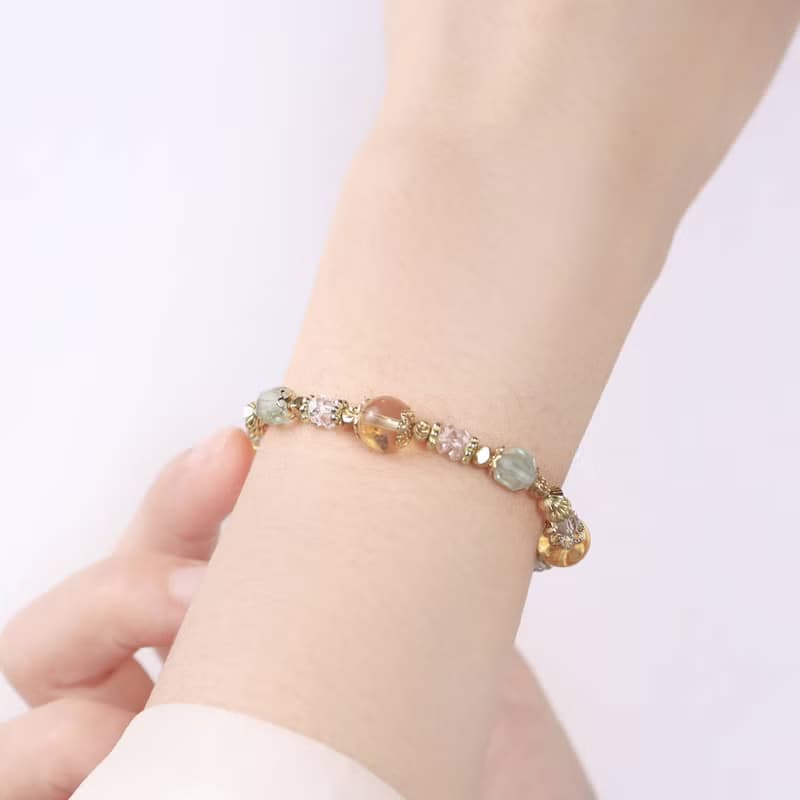 光之森林 | A116黃水晶綠螢石白水晶手鍊