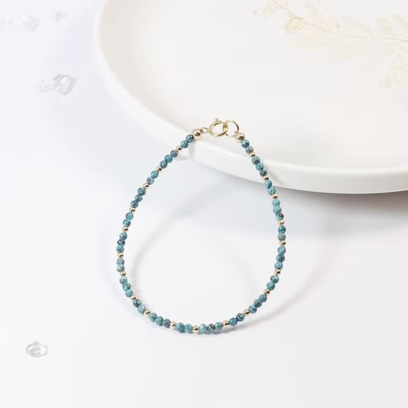 綠松石 l 成功之石 × 守護 - 12月誕生石 美國14KGF 極細手鍊