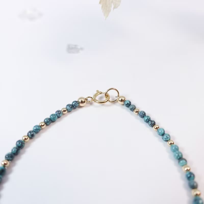 綠松石 l 成功之石 × 守護 - 12月誕生石 美國14KGF 極細手鍊