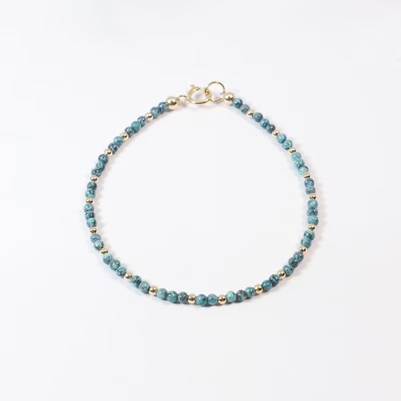 綠松石 l 成功之石 × 守護 - 12月誕生石 美國14KGF 極細手鍊