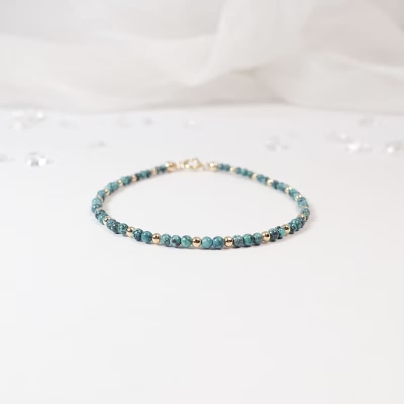 綠松石 l 成功之石 × 守護 - 12月誕生石 美國14KGF 極細手鍊