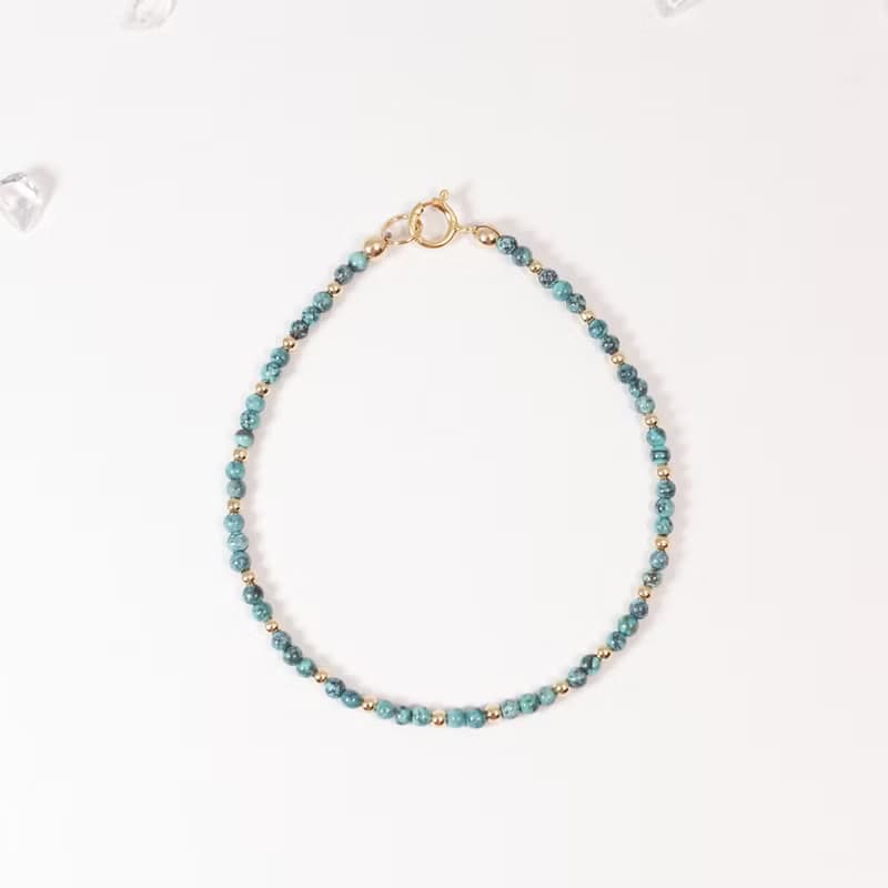 綠松石 l 成功之石 × 守護 - 12月誕生石 美國14KGF 極細手鍊