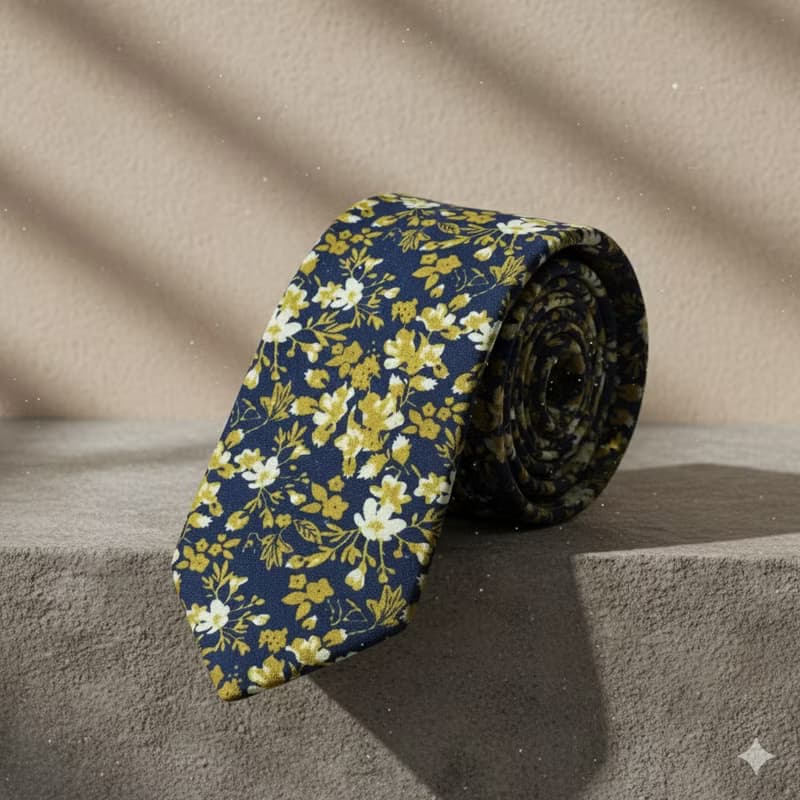 金縷花深藍領帶