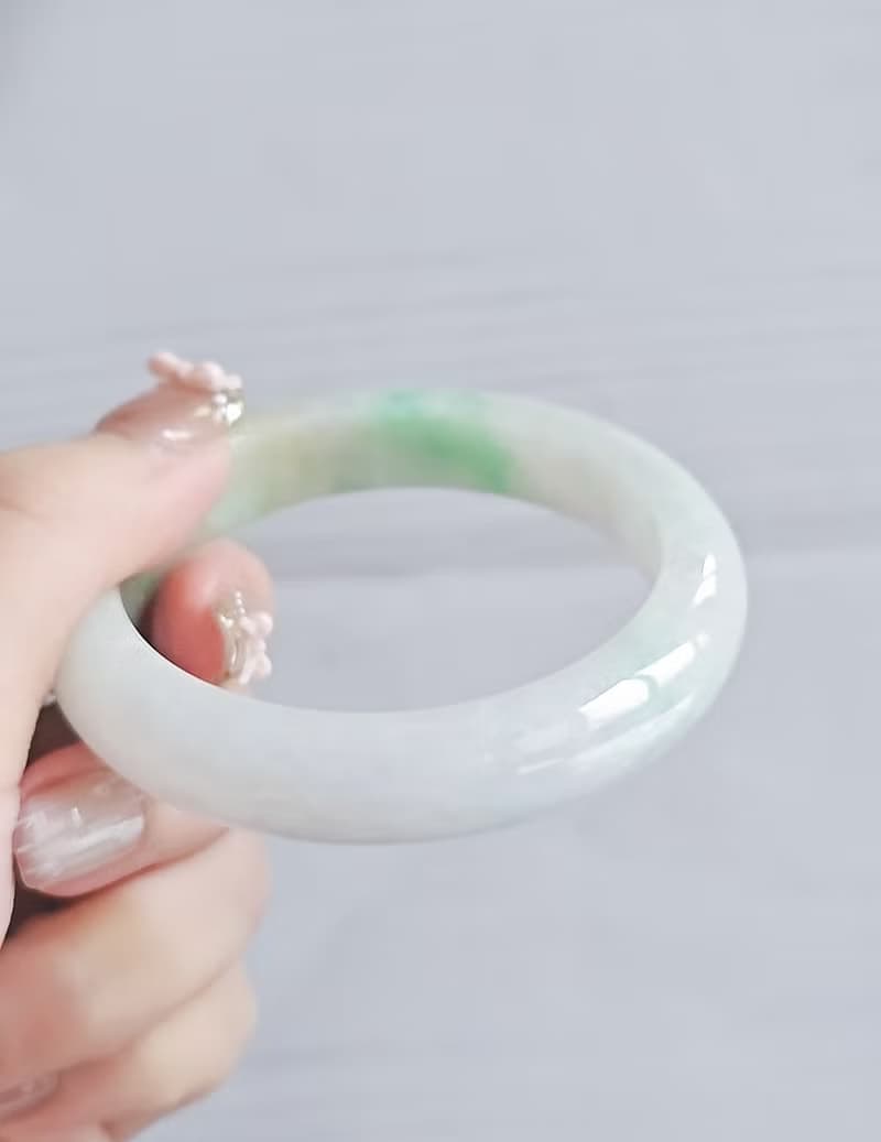 財富•高貴|細糯微冰白底青完美平安手鐲|緬甸A貨翡翠#57.3|#20