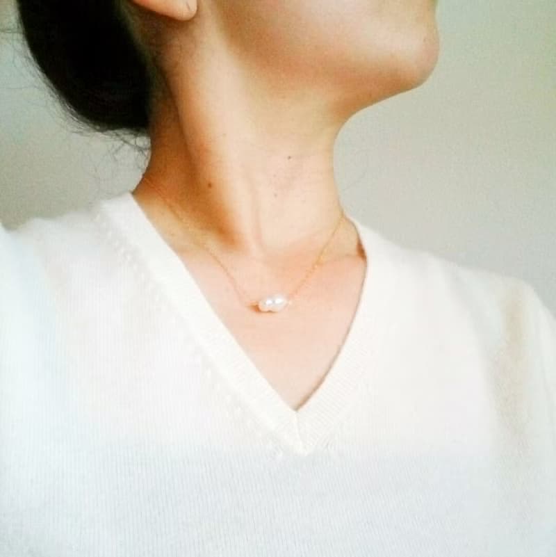 14kgf*Japanese TWIN Freshwater pearl necklace