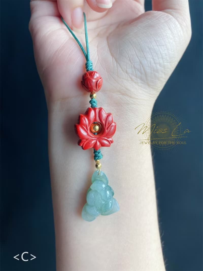 天然緬甸玉翡翠-冰綠蓮花 項鍊 珍珠 禮物 招財 生日禮物