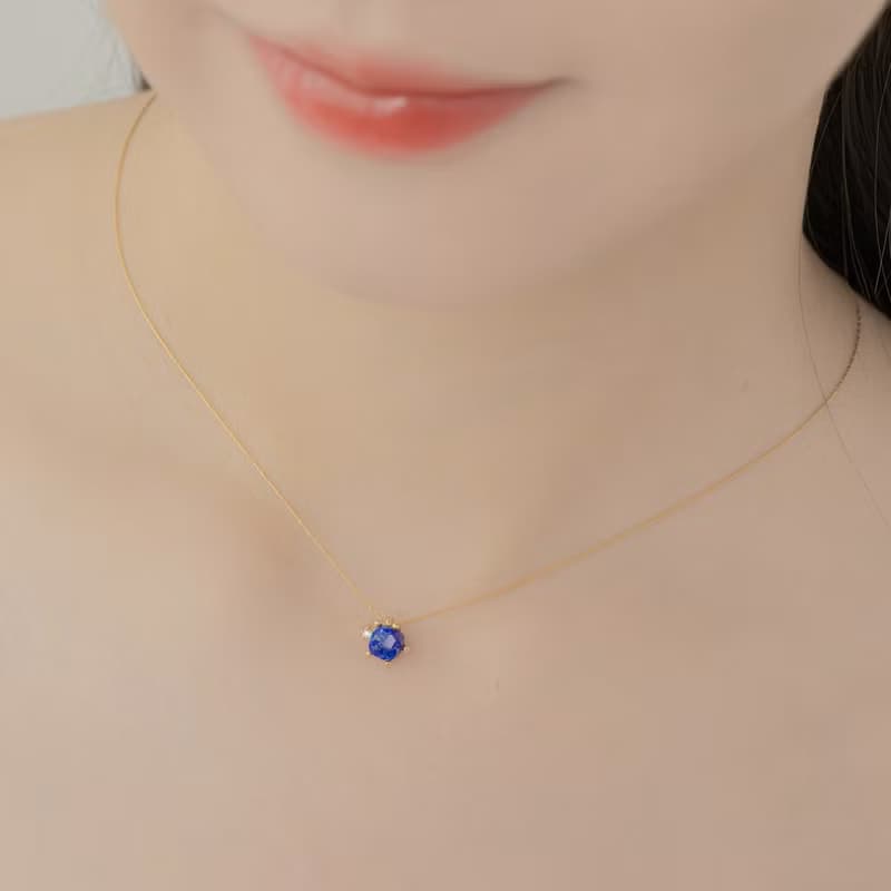 【雙魚座生日石】海藍寶 Aquamarine 天然石項鍊 韓國製造