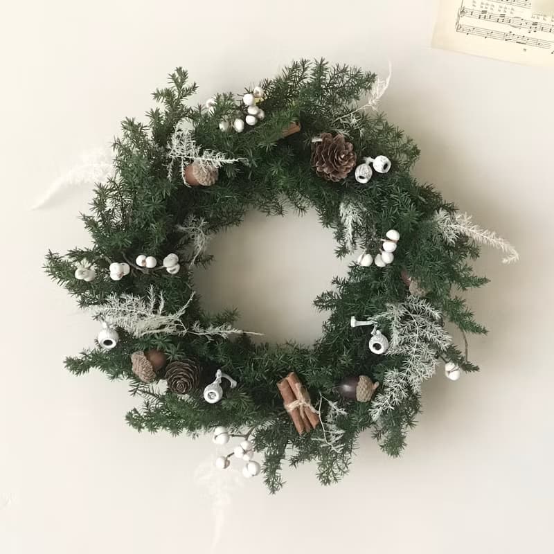聖誕限定花圈禮盒 永生花 銀白色聖誕花圈 聖誕節 聖誕禮盒