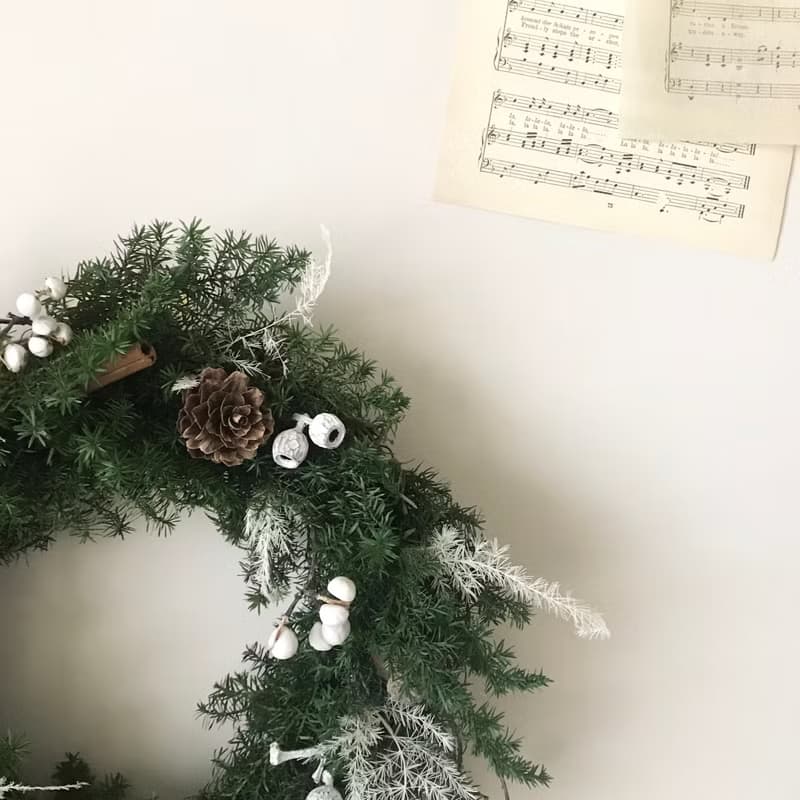 聖誕限定花圈禮盒 永生花 銀白色聖誕花圈 聖誕節 聖誕禮盒