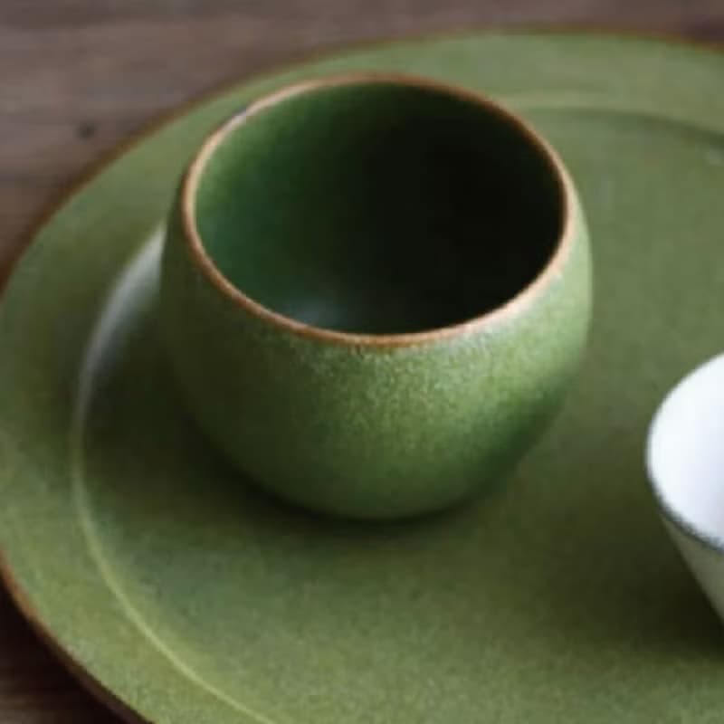 【絕美釉色】美濃燒-霧釉鶯綠丸碗/小皿