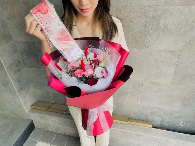 紙鈔花束、永生花束
