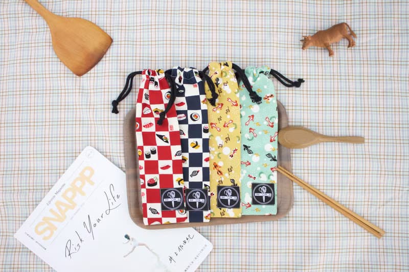 束口餐具袋 / 和風金魚與美味壽司