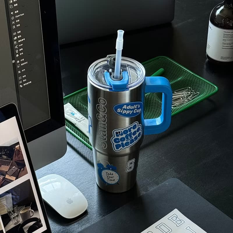 Stan&Co 不鏽鋼吸管保溫杯900ml 保冷杯 大容量隨手杯 環保杯