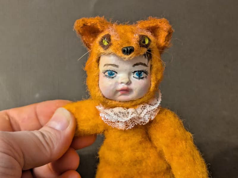 Teddydoll Marysha, 12 cm. Crocheted miniature.