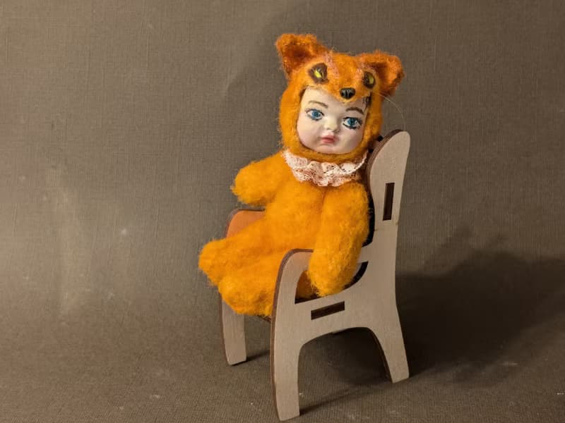 Teddydoll Marysha, 12 cm. Crocheted miniature.