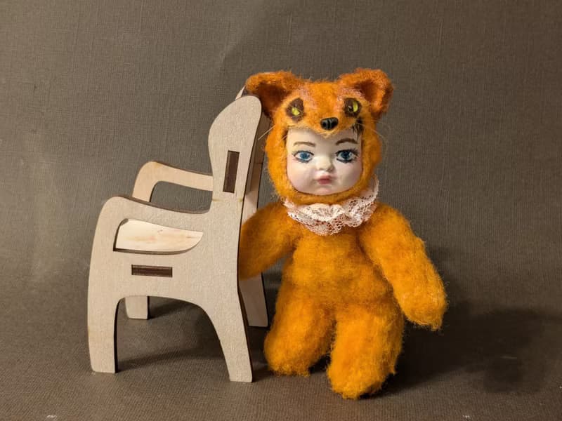 Teddydoll Marysha, 12 cm. Crocheted miniature.