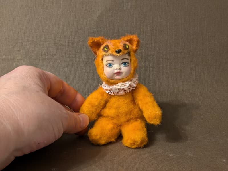Teddydoll Marysha, 12 cm. Crocheted miniature.