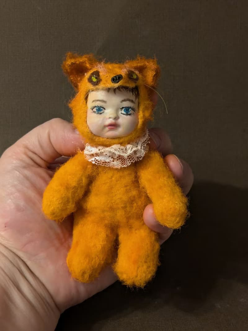 Teddydoll Marysha, 12 cm. Crocheted miniature.