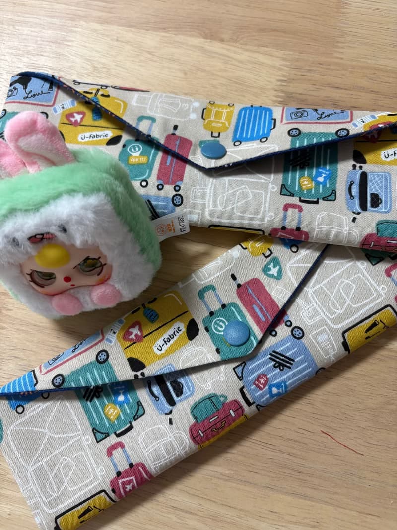 文青風環保純棉筷袋 出國旅遊 原胚卡其 盛夏綻放 厚實手感 童心