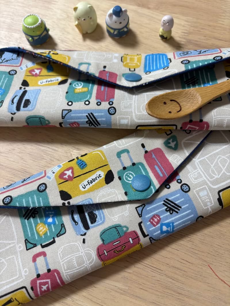 文青風環保純棉筷袋 出國旅遊 原胚卡其 盛夏綻放 厚實手感 童心