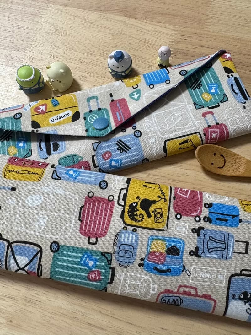 文青風環保純棉筷袋 出國旅遊 原胚卡其 盛夏綻放 厚實手感 童心