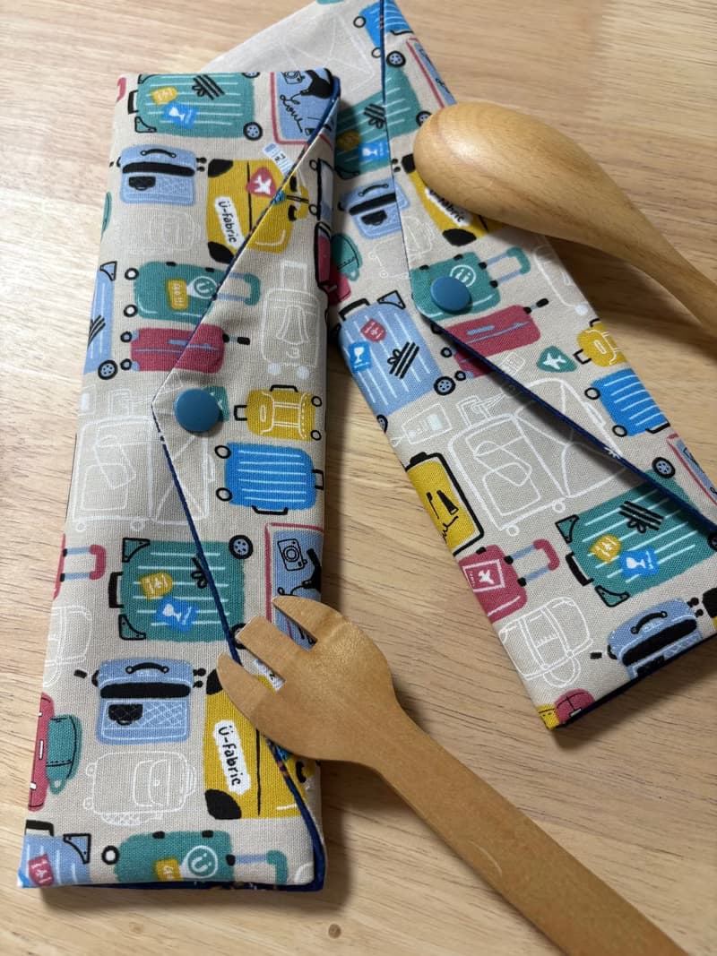 文青風環保純棉筷袋 出國旅遊 原胚卡其 盛夏綻放 厚實手感 童心