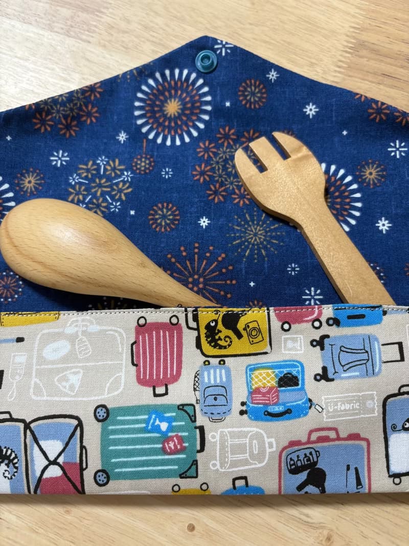 文青風環保純棉筷袋 出國旅遊 原胚卡其 盛夏綻放 厚實手感 童心