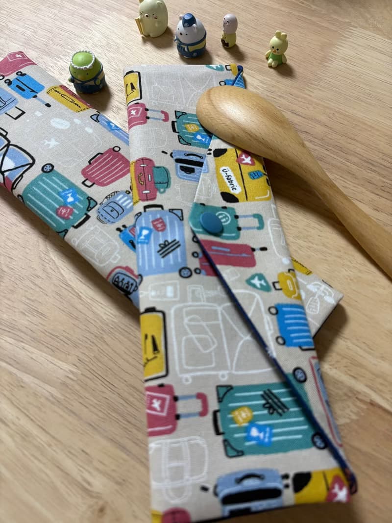 文青風環保純棉筷袋 出國旅遊 原胚卡其 盛夏綻放 厚實手感 童心