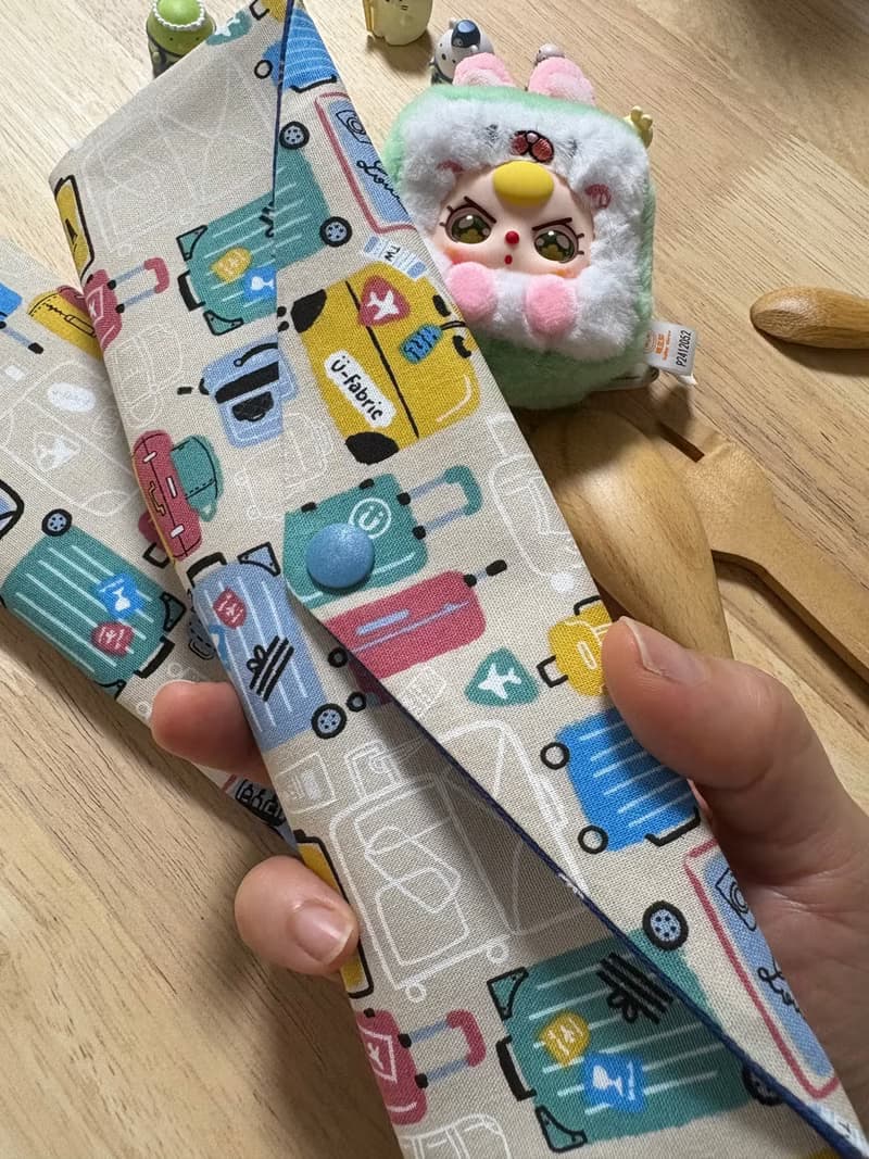 文青風環保純棉筷袋 出國旅遊 原胚卡其 盛夏綻放 厚實手感 童心