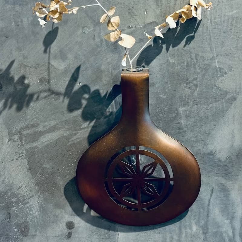 紅銅壁掛花器小品/花窗花影F款,青冶金工手作的詩用金屬工藝寫詩