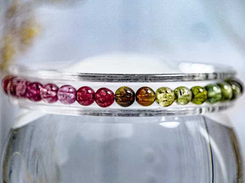 【彩虹糖果碧璽】高品透體色標 帶四顆西瓜碧璽 水晶手串手鍊