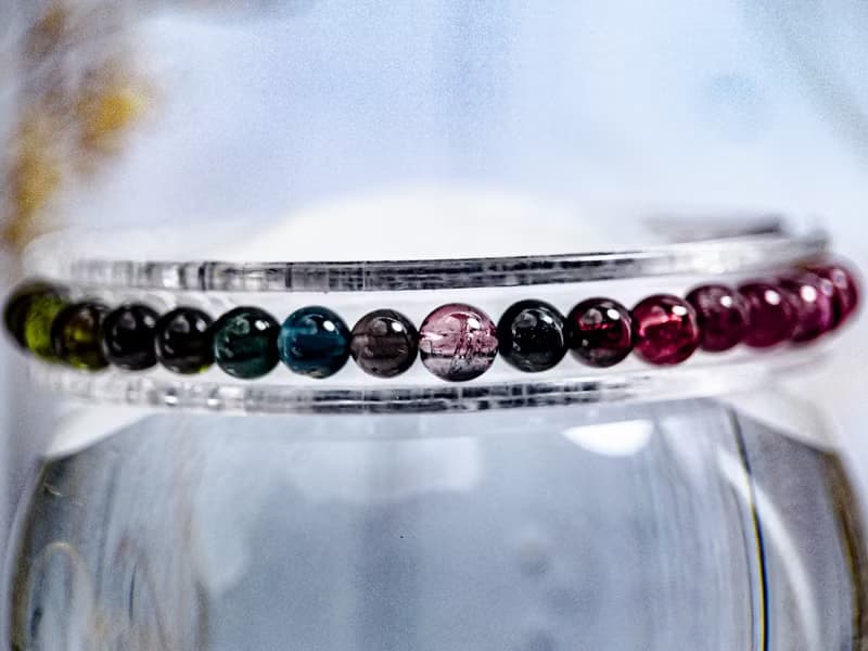 【彩虹糖果碧璽】高品透體色標 帶四顆西瓜碧璽 水晶手串手鍊