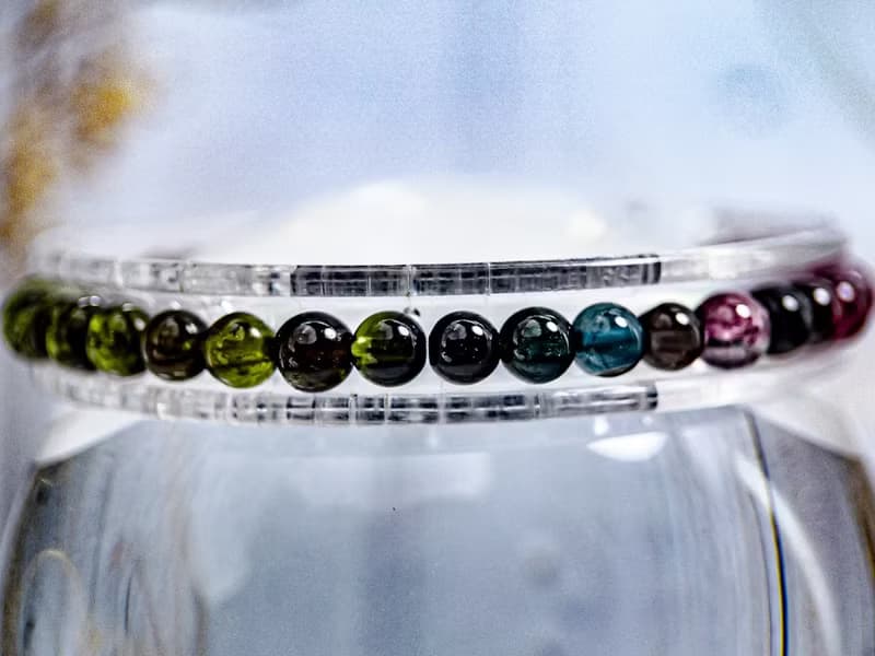 【彩虹糖果碧璽】高品透體色標 帶四顆西瓜碧璽 水晶手串手鍊