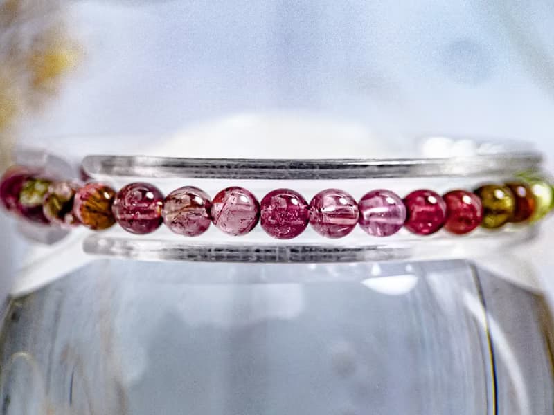 【彩虹糖果碧璽】高品透體色標 帶四顆西瓜碧璽 水晶手串手鍊