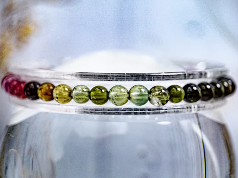 【彩虹糖果碧璽】高品透體色標 帶四顆西瓜碧璽 水晶手串手鍊