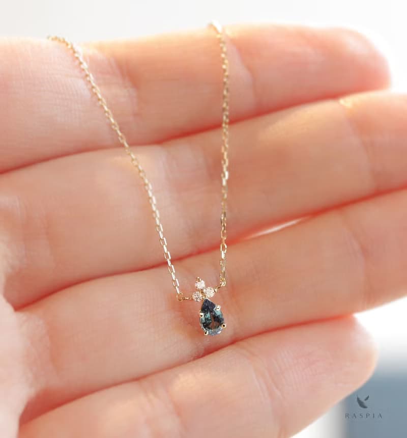 【数量限定】K18 アレキサンドライト&ダイヤモンドのネックレス ~Ello Lilas~ 6月誕生石