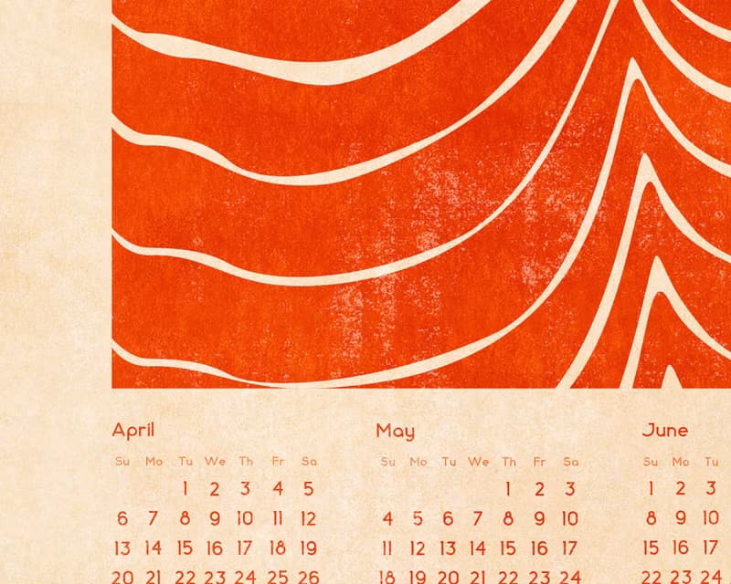 【數位】Healthy 2025 Printable Calendar Abstract Fried Eggs Salad Salmon Beef Meat Wall