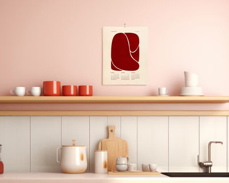 【數位】Healthy 2025 Printable Calendar Abstract Fried Eggs Salad Salmon Beef Meat Wall