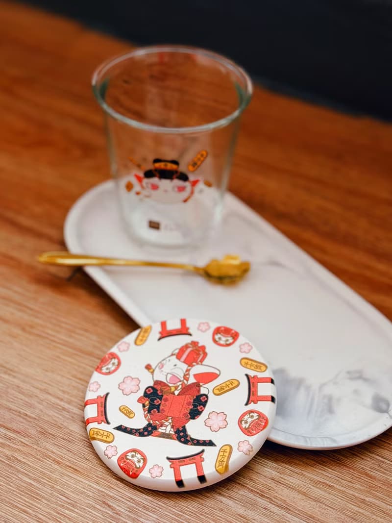 硅藻土招財貓杯墊