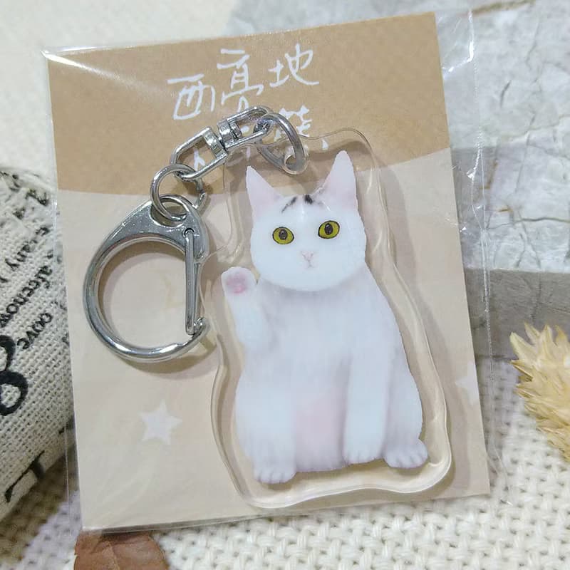 招財貓_天天-壓克力吊飾(鑰匙圈)-雙面圖案-新廠商-賓士貓_貓咪